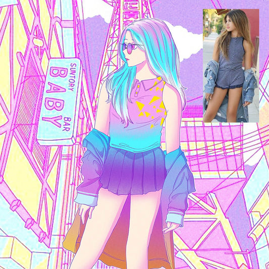 Vaporwave style portrait - Digital File